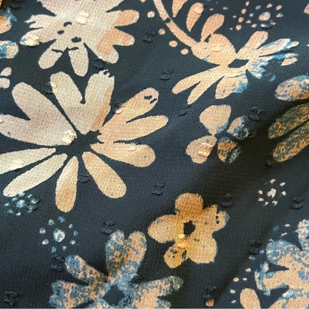 Free People Clarissa Printed Blouse top in Midnight combo long sleeve small - Picture 7 of 9